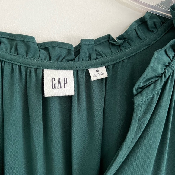 GAP Teal Sleeveless Ruffle Neck Mini Dress Size M | Like New - Picture 3 of 10
